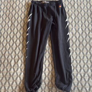 Aviator Nation Black Sweatpants with White bolts